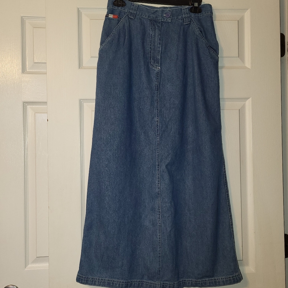 FrenchKuff Blue Denim Maxi Skirt Women's Size 8 Vintage 90s Minimalist‎